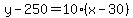y-250=10%28x-30%29