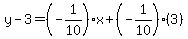 y-3=%28-1%2F10%29x%2B%28-1%2F10%29%283%29