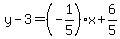 y-3=%28-1%2F5%29%2Ax%2B6%2F5