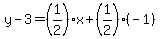 y-3=%281%2F2%29x%2B%281%2F2%29%28-1%29