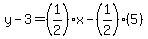 y-3=%281%2F2%29x-%281%2F2%29%285%29