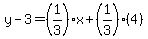 y-3=%281%2F3%29x%2B%281%2F3%29%284%29