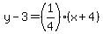 y-3=%281%2F4%29%28x%2B4%29