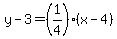 y-3=%281%2F4%29%28x-4%29