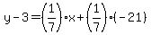y-3=%281%2F7%29x%2B%281%2F7%29%28-21%29