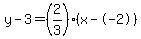 y-3=%282%2F3%29%28x--2%29