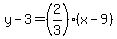 y-3=%282%2F3%29%28x-9%29
