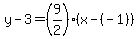 y-3=%289%2F2%29%28x-%28-1%29%29