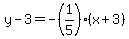 y-3=-%281%2F5%29%28x%2B3%29