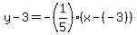 y-3=-%281%2F5%29%28x-%28-3%29%29