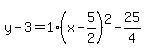 y-3=1%28x-5%2F2%29%5E2-25%2F4