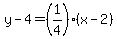 y-4=%281%2F4%29%28x-2%29