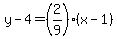 y-4=%282%2F9%29%28x-1%29