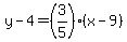 y-4=%283%2F5%29%28x-9%29