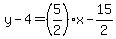 y-4=%285%2F2%29x-15%2F2