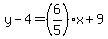 y-4=%286%2F5%29x%2B9