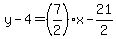 y-4=%287%2F2%29x-21%2F2