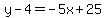 y-4=-5x%2B25
