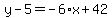 y-5=-6%2Ax%2B42