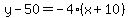 y-50=-4%28x%2B10%29