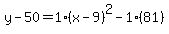 y-50=1%28x-9%29%5E2-1%2881%29