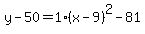 y-50=1%28x-9%29%5E2-81