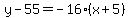y-55=-16%28x%2B5%29