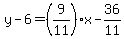 y-6=%289%2F11%29x-36%2F11