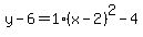 y-6=1%28x-2%29%5E2-4