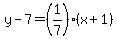 y-7=%281%2F7%29%2A%28x%2B1%29