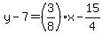 y-7=%283%2F8%29x-15%2F4%29