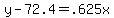 y-72.4=.625x