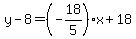 y-8=%28-18%2F5%29x%2B18