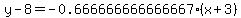 y-8=-0.666666666666667%2A%28x%2B3%29