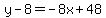 y-8=-8x%2B48