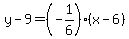 y-9=%28-1%2F6%29%28x-6%29
