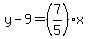 y-9=%287%2F5%29x