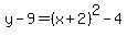 y-9=%28x%2B2%29%5E2-4