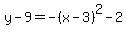 y-9=-%28x-3%29%5E2-2