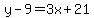 y-9=3x%2B21