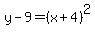 y-9+=+%28x%2B4%29%5E2