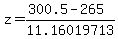 z=%28300.5-265%29%2F11.16019713