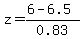 z=%286-6.5%29%2F0.83