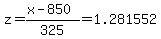 z=%28x-850%29%2F325=1.281552