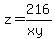 z=216%2F%28xy%29