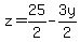 z=25%2F2-3y%2F2