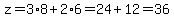 z=3%2A8%2B2%2A6=24%2B12=36