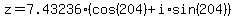 z=7.43236%28cos%28204%29%2Bi%2Asin%28204%29%29