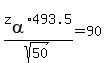 z%5Balpha%5D%2A493.5%2Fsqrt%2850%29=90