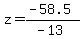 z+=+%28-58.5%29%2F%28-13%29